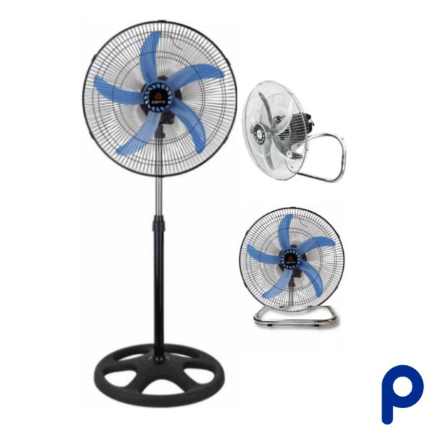 Ventilador 3 en 1 de pie, pared y piso con 5 aspas y 45cm ORYX, 90w