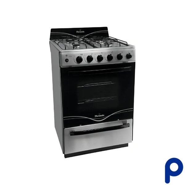 Cocina recta multigas de 4 hornallas en acero inoxidable FLORENCIA modelo 5538F